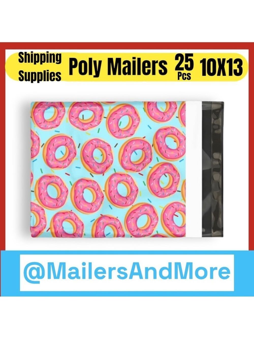 25 10X13 Poly Mailers Donuts And Sprinkles, Shipping Envelopes PRICE IS FIRM - Picture 6 of 9